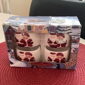 Publix Mr.&Mrs. Claus Christmas Ceramic Napkin Rings/Holders Set of 4